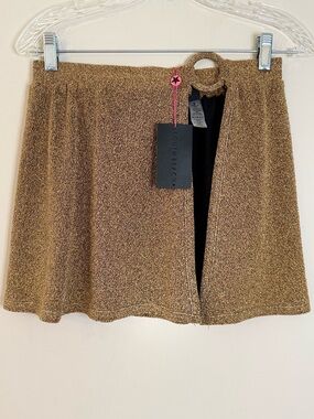 South Beach shimmery gold mini skirt swim coverup SZ SM